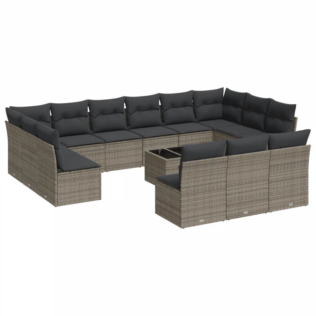 Set Divani da Giardino 14pz con Cuscini in Polyrattan Grigiocod mxl 89523
