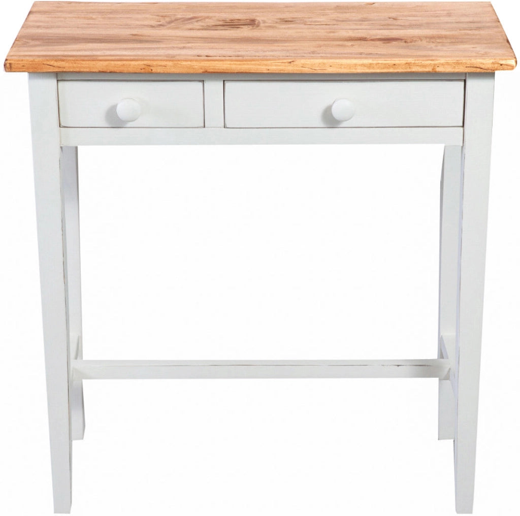 Biscottini Tavolino consolle Country in legno massello di tiglio struttura bianca anticata finitura naturale L73xPR36xH75 cm. Made in Italy