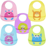 5 slabbettti siliconici di alta qualità con contenitore di raccolta, BPA-free, facile da pulire e lavabile, morbidi, flessibili e regolabili