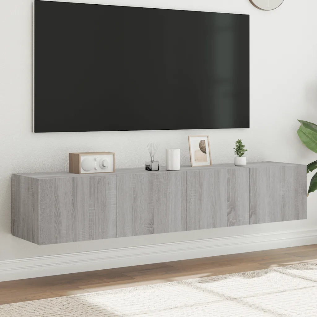 Mobili TV a Parete con Luci LED 2pz-Set di 2 Credenza per TV sospesa Grigio Sonoma 80x35x31 cm