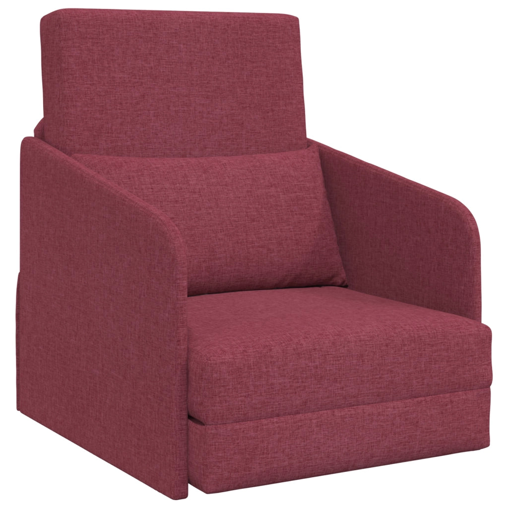 Divano letto a pavimento 2 in 1 rosso vino 65x80x83 cm tessuto