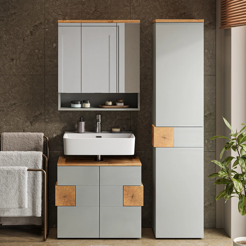Vicco Armadio per il bagno Grigio/Artisan 40 x 184.2 cm con 2 ante e 1 cassetto