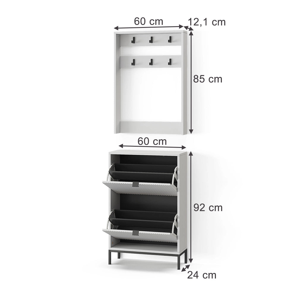 Vicco Armadio Bianco 60 x 92 cm Set, 2 parti