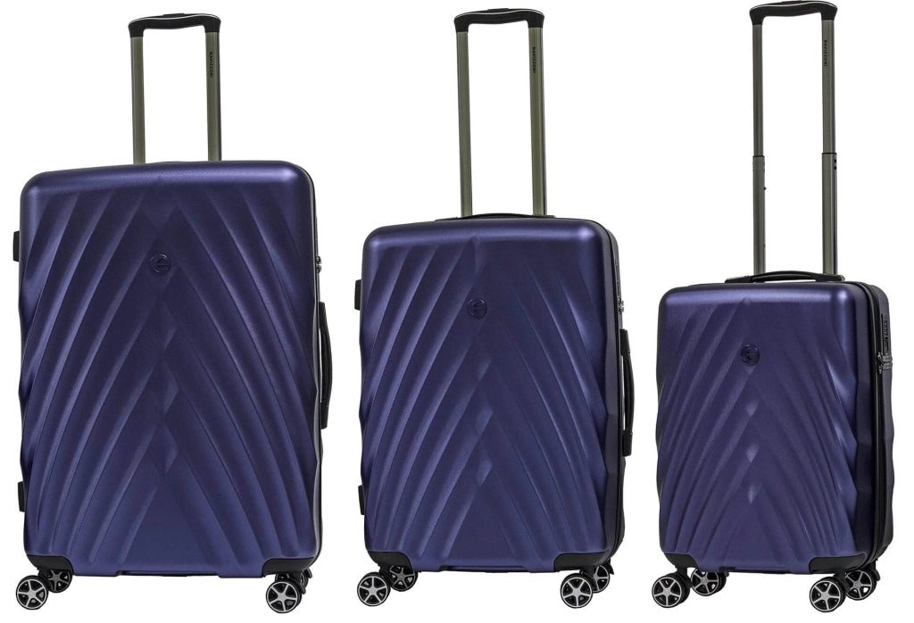 Set 3 Valigie Trolley Rigide in PET 4 Ruote TSA Ravizzoni Diamante Blu
