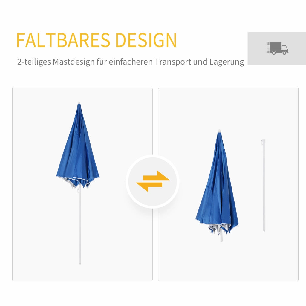 Parasol Beach Umbrella Sunshade con Sidewall Beach Polyester Blue 2.2 x H2.2m