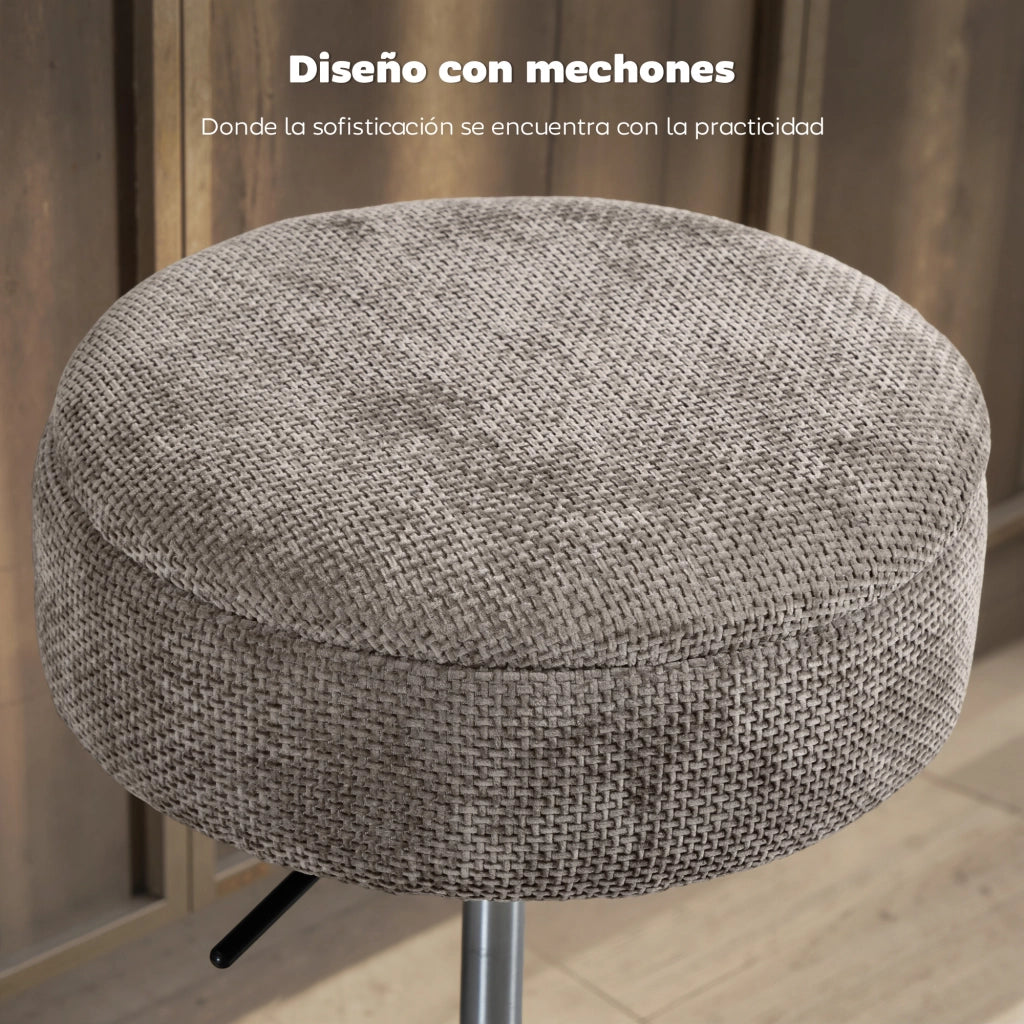 Sgabello da Bar Rotante con Altezza Regolabile e Rivestimento in Velluto Grigio ¨C zephmum ¨C Grigio