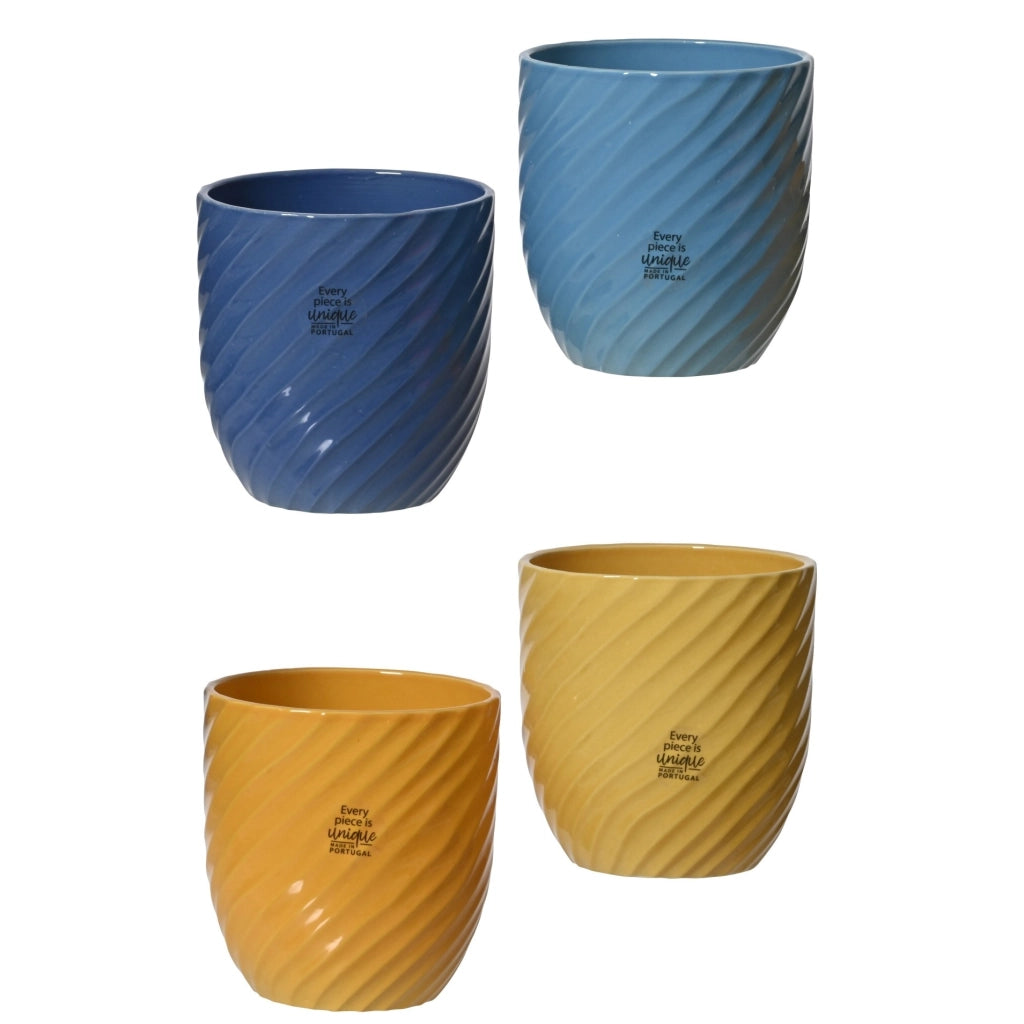 VASO IN GRES SMALTATO D.13,5XH13CM IN 4 COLORI