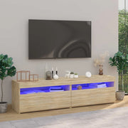 Mobili Porta TV con Luci LED 2 pz-Credenza per TV Rovere Sonoma 75x35x40 cm
