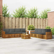 Set divani 9 pcs Naturale e Antracite Legno di Acacia Massello