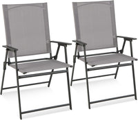 Set di 2/4 Sedie Pieghevoli da Giardino in Textilene Resistente alle Intemperie, Sedie da Esterno con Schienale Alto, Poltrona Portatile per Giardino Campeggio Patio (2 pz)