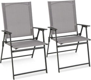 Set di 2/4 Sedie Pieghevoli da Giardino in Textilene Resistente alle Intemperie, Sedie da Esterno con Schienale Alto, Poltrona Portatile per Giardino Campeggio Patio (2 pz)