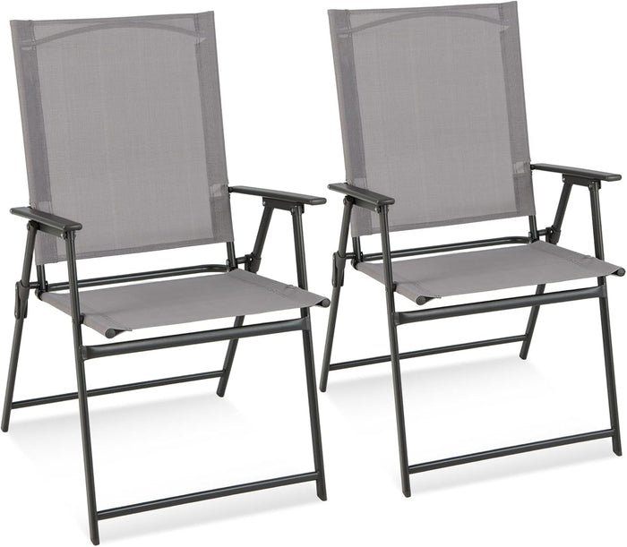 Set di 2/4 Sedie Pieghevoli da Giardino in Textilene Resistente alle Intemperie, Sedie da Esterno con Schienale Alto, Poltrona Portatile per Giardino Campeggio Patio (2 pz)