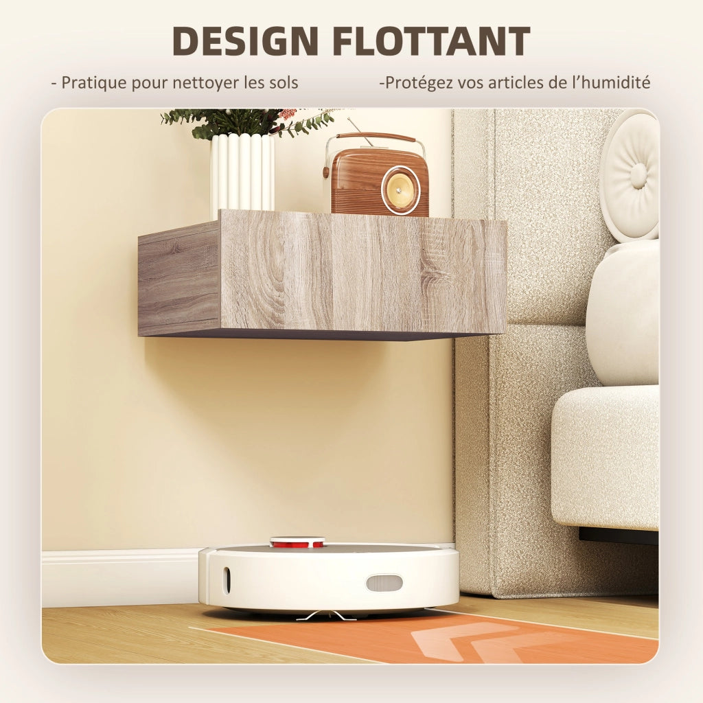 Comodino a muro con cassetto ¨C zephmum ¨C quercia 40x30x15 cm