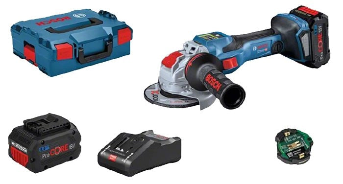 Smerigliatrice BOSCH PROFESSIONAL GWX 18V-15 SC + 2 batterie 8,0Ah GAL 18V-160 C + L-Boxx X-lock