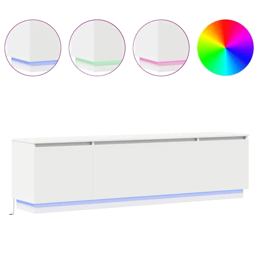 Mobile TV con LED-Credenza per TV Bianco 180 x 38 x 49 cm Legno multistrato