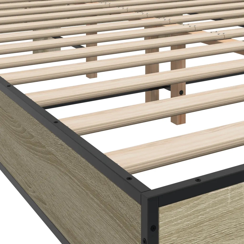 Giroletto-Struttura Letto Rovere Sonoma 120x200 cm in Legno Multistrato Metallo 909768