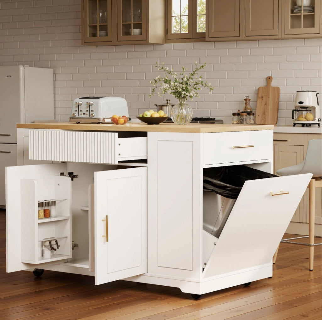 Isola da cucina mobile 120x50x92 cm con ante e cassetti