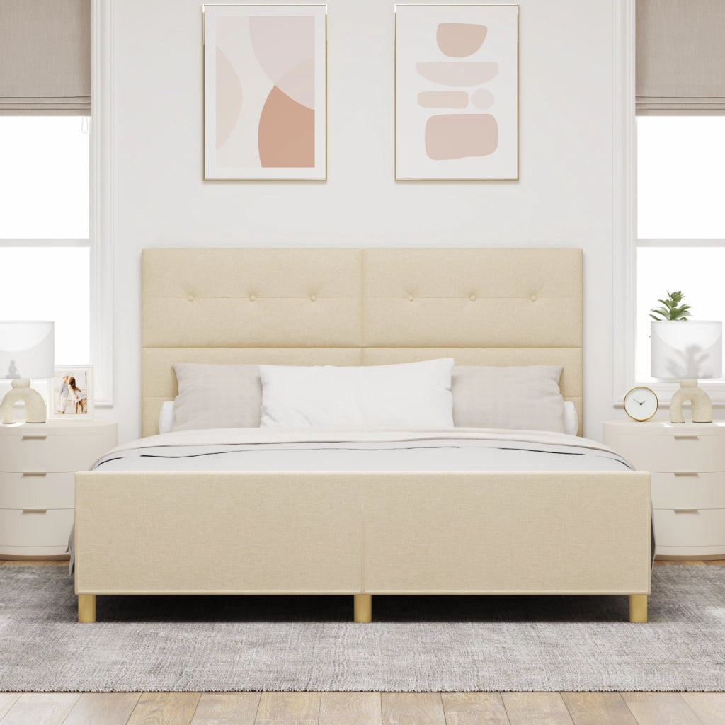 Letto Crema 180x200 cm in Tessuto