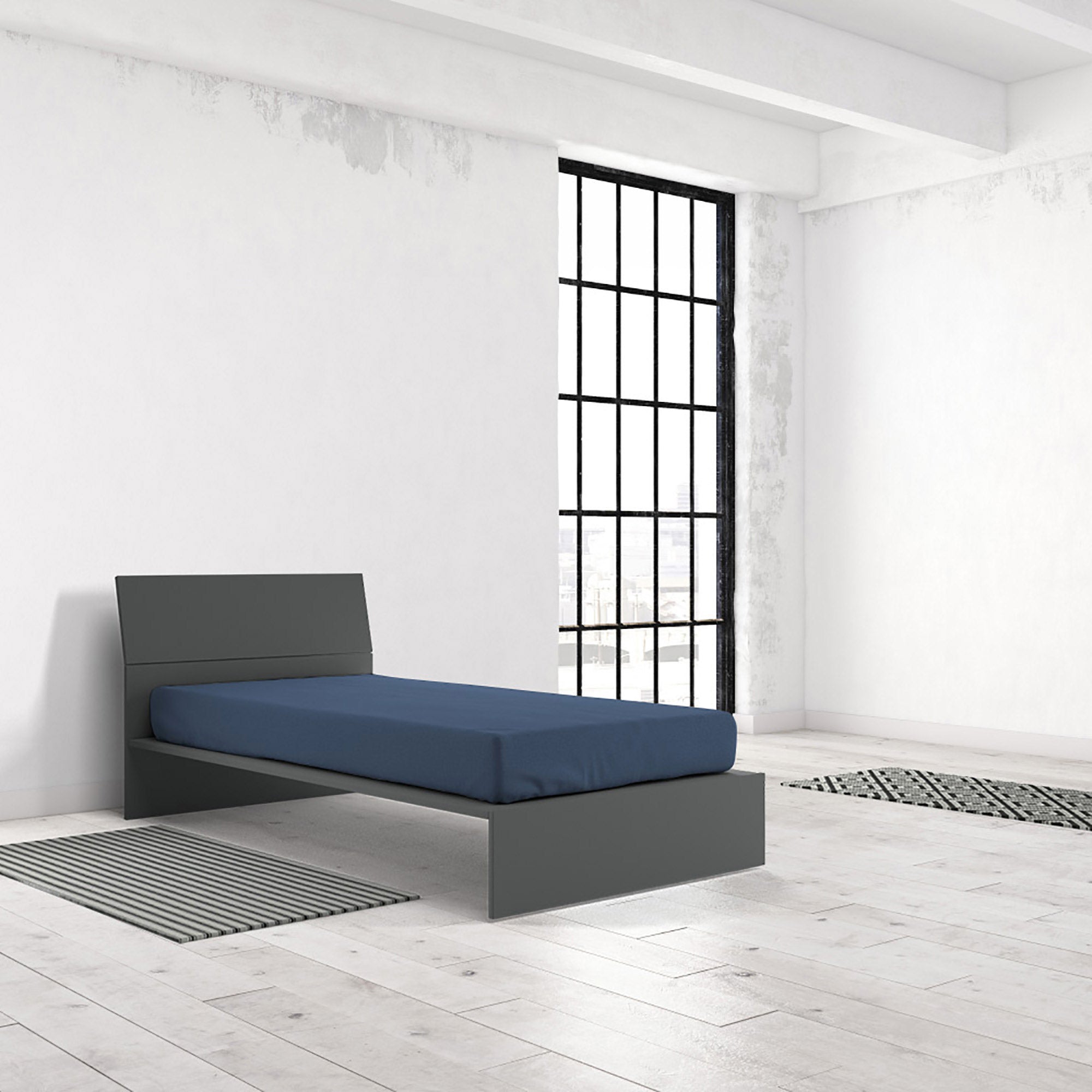 Lenzuolo Sotto con Angoli ed Elastico Tinta Unita Avio 1 Piazza e Mezzo