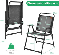 Sedie Pieghevoli da Esterno 4 Pezzi, Sedie da Giardino con Seduta Traspirante e Braccioli Accoglienti, Sedie con Telaio Robusto in Metallo da Giardino Terrazza Balcone Campeggio