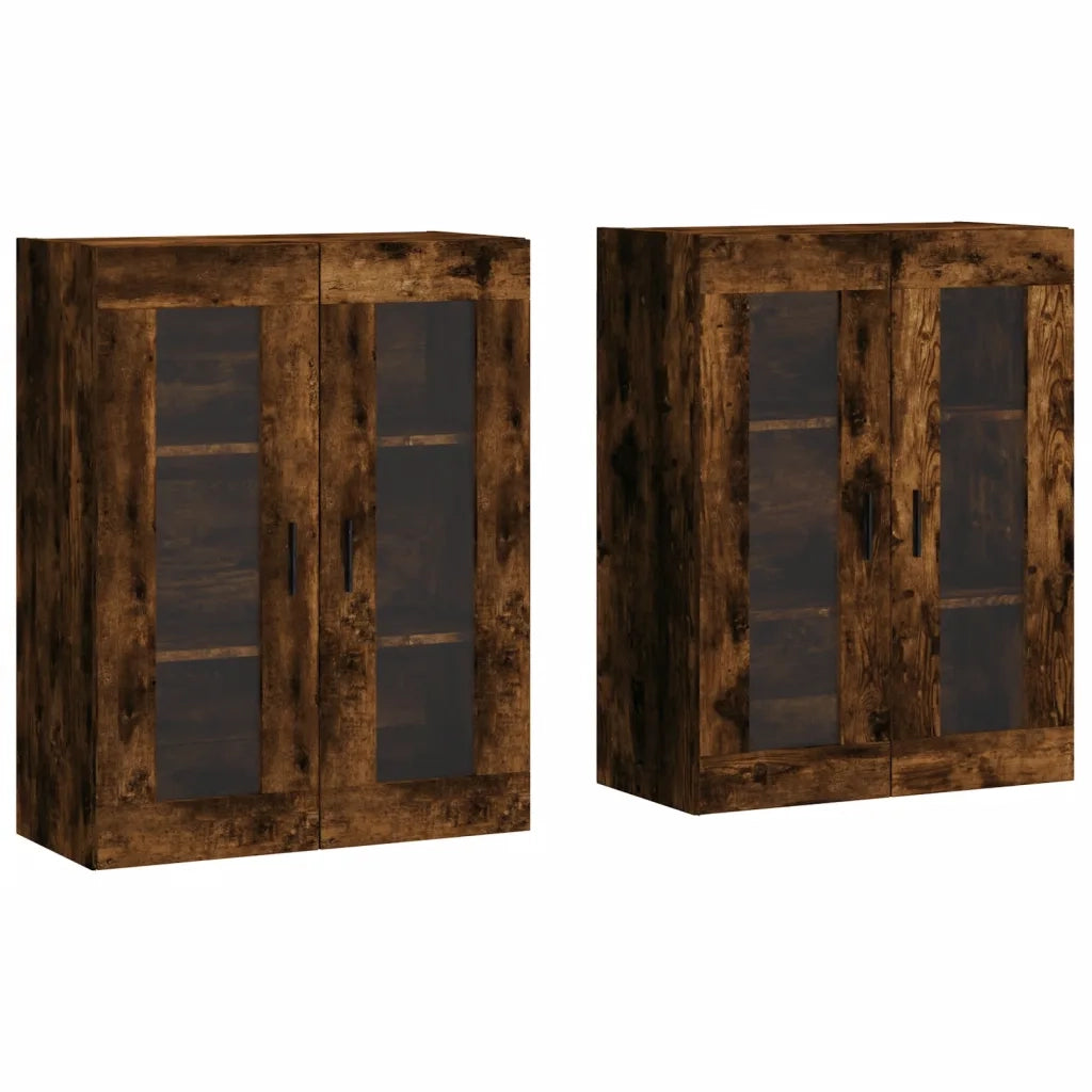 Armadietti a Parete 2 pz Rovere Fumo in Legno Multistrato 3197958