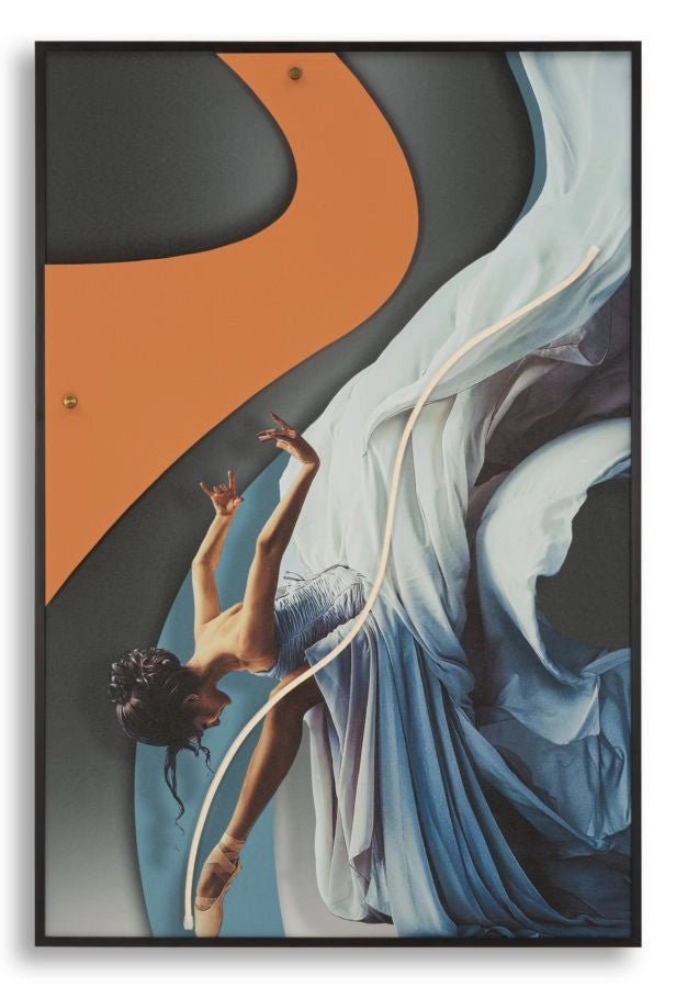 Stampa su Tela DANCER con LED integrati - Quadro Moderno 3D con Applicazioni in Acrilico, Dimensioni 60x3,5x90 cm, Stile Metropolitano - MODEN