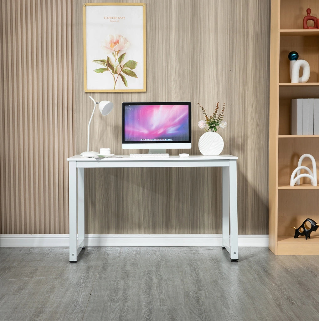Scrivania da ufficio 120x60 cm in MDF e metallo bianco， tavolo moderno