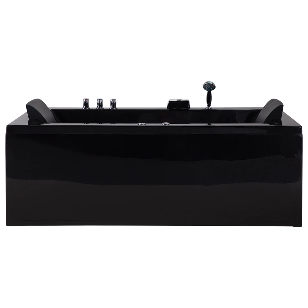 Vasca da bagno in acrilico Nero 183 x 90 cm getti massaggianti per la versione sinistra Luci a LED per poggiatesta