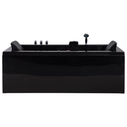 Vasca da bagno in acrilico Nero 183 x 90 cm getti massaggianti per la versione sinistra Luci a LED per poggiatesta