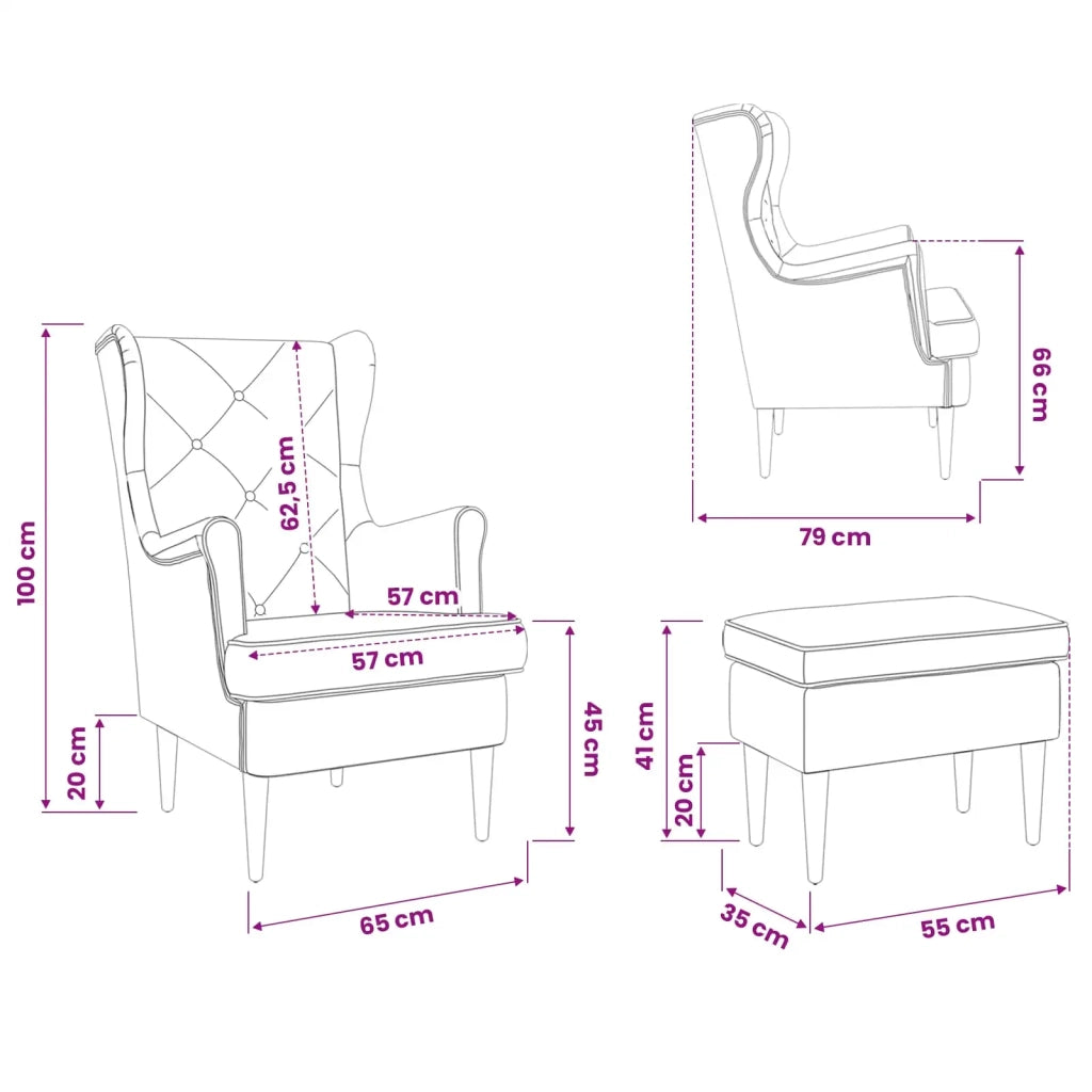 Poltrona con Ottomano 2 pz Grigio Scuro Velluto 3418848
