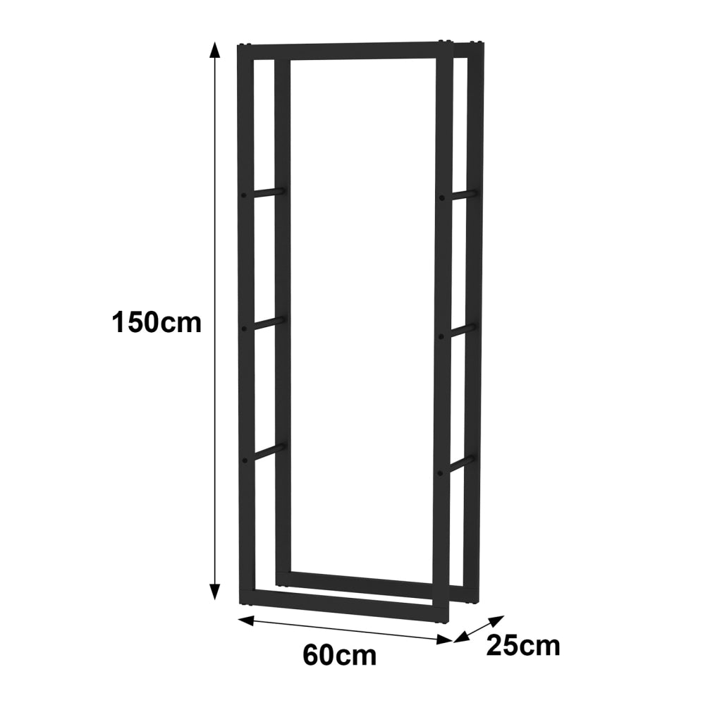 Toboli Scaffale per legna da ardere 150x25x60cm, metallo verniciato a polvere, per interno ed esterno, Portalegna