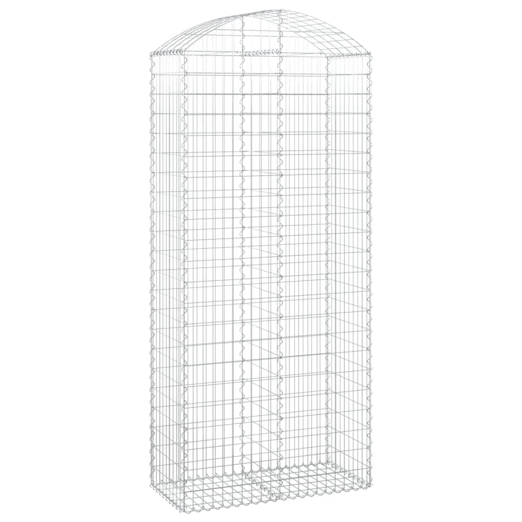 Cesto gabbione recinzione a gabbia muro di contenimento ad arco 100 x 50 x 220/240 cm ferro zincato argento 02_0039966