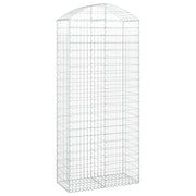 Cesto gabbione recinzione a gabbia muro di contenimento ad arco 100 x 50 x 220/240 cm ferro zincato argento 02_0039966