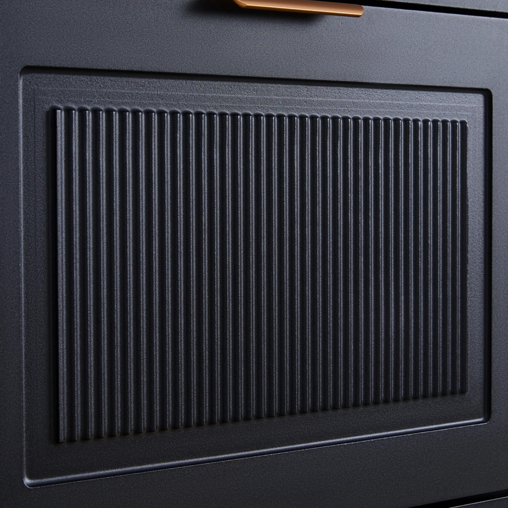 Scarpiera con 3 ante ribalta e dispositivo antiribaltamento per ingresso in MDF 60 × 24 × 114 cm Nero