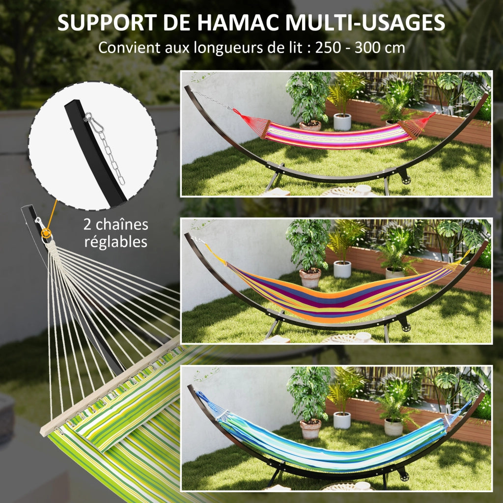 Supporto per amaca in metallo con ruote ¨C zephmum ¨C nero 337x118x118 cm