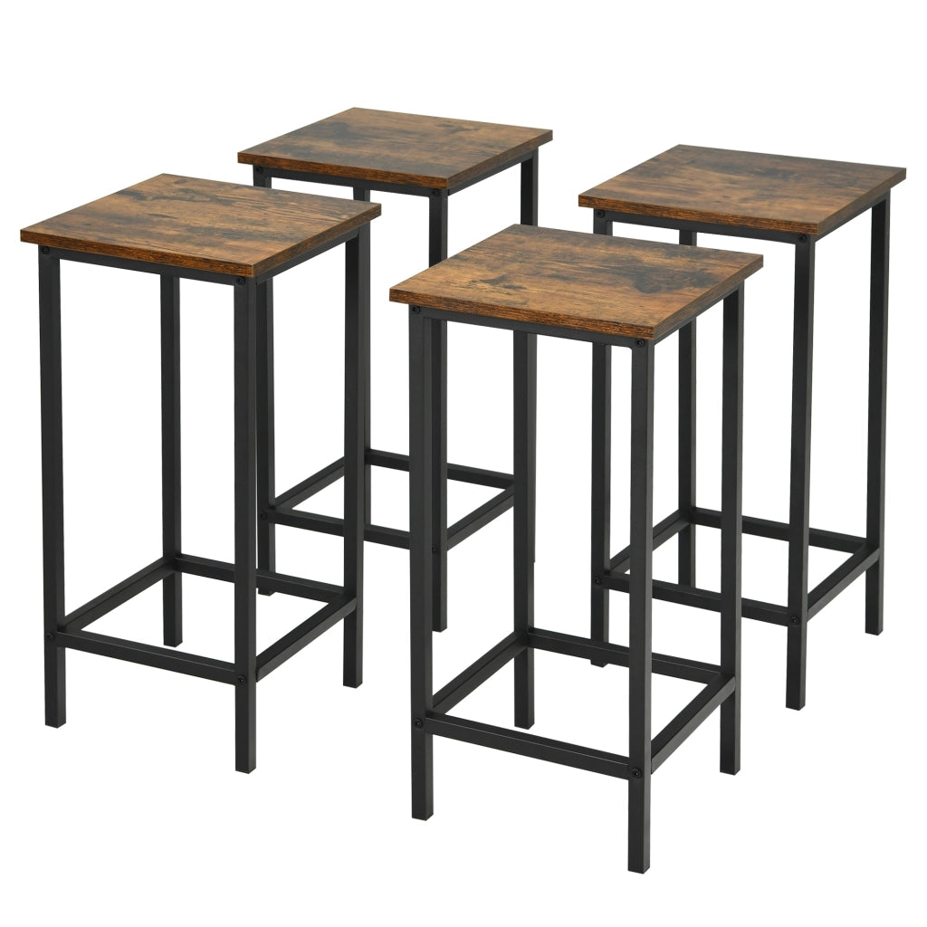 Set di 4 sgabelli da bar, Sgabelli alti senza schienale in stile moderno, Marrone-Sgabelli da bar