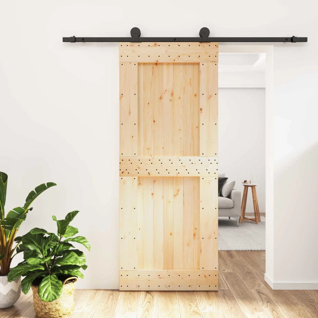 Porta scorrevole Naturale e Nero 85 x 210 cm