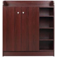 Armadio Scarpiera Moderno e Salvaspazio in Legno per 12 Paia con 4 Ripiani Aperti, 83x30x90 cm, color Caffè