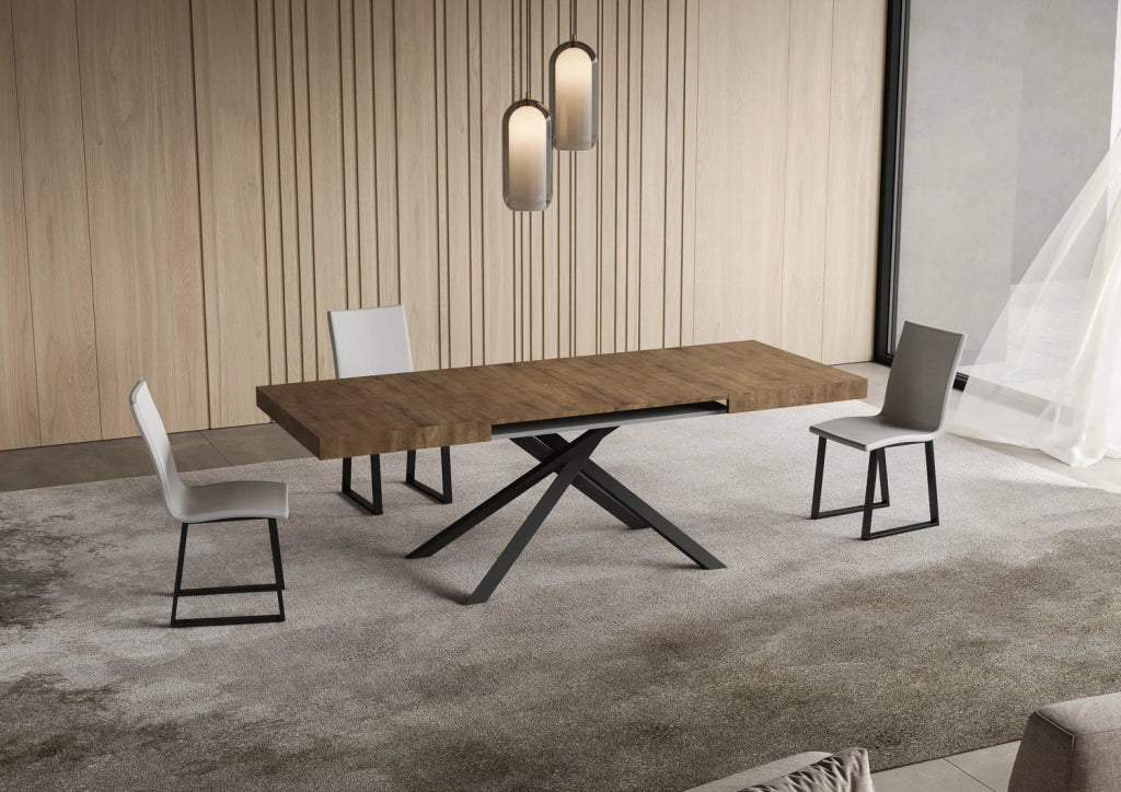 Tavolo Allungabile 120-224x90x74 cm Niket Noce Gambe Antracite