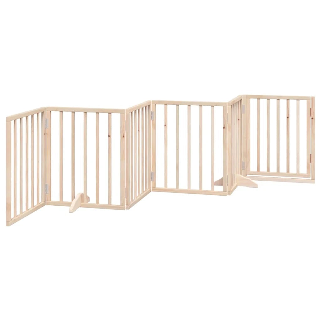 Cancelletto di sicurezza per cani con 6 pannelli in legno di pioppo marrone 02_0023317