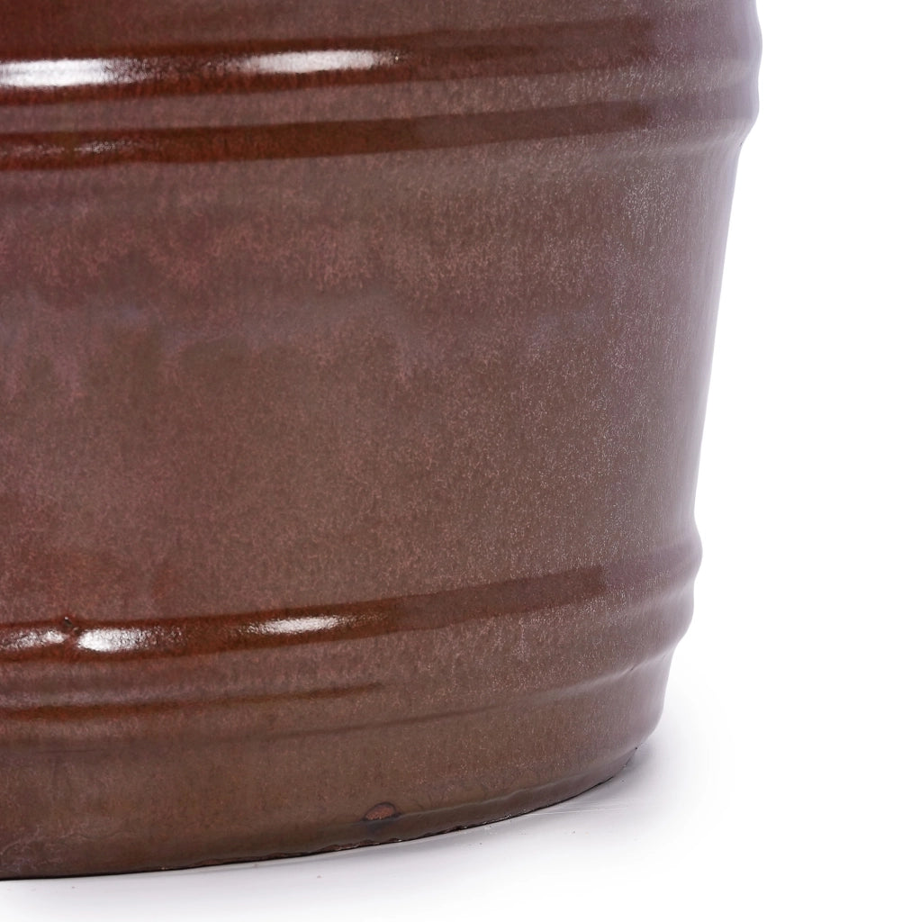 Set di 3 vasi per piante in ceramica rosso-bruna lucida, resistenti al gelo e decorativi