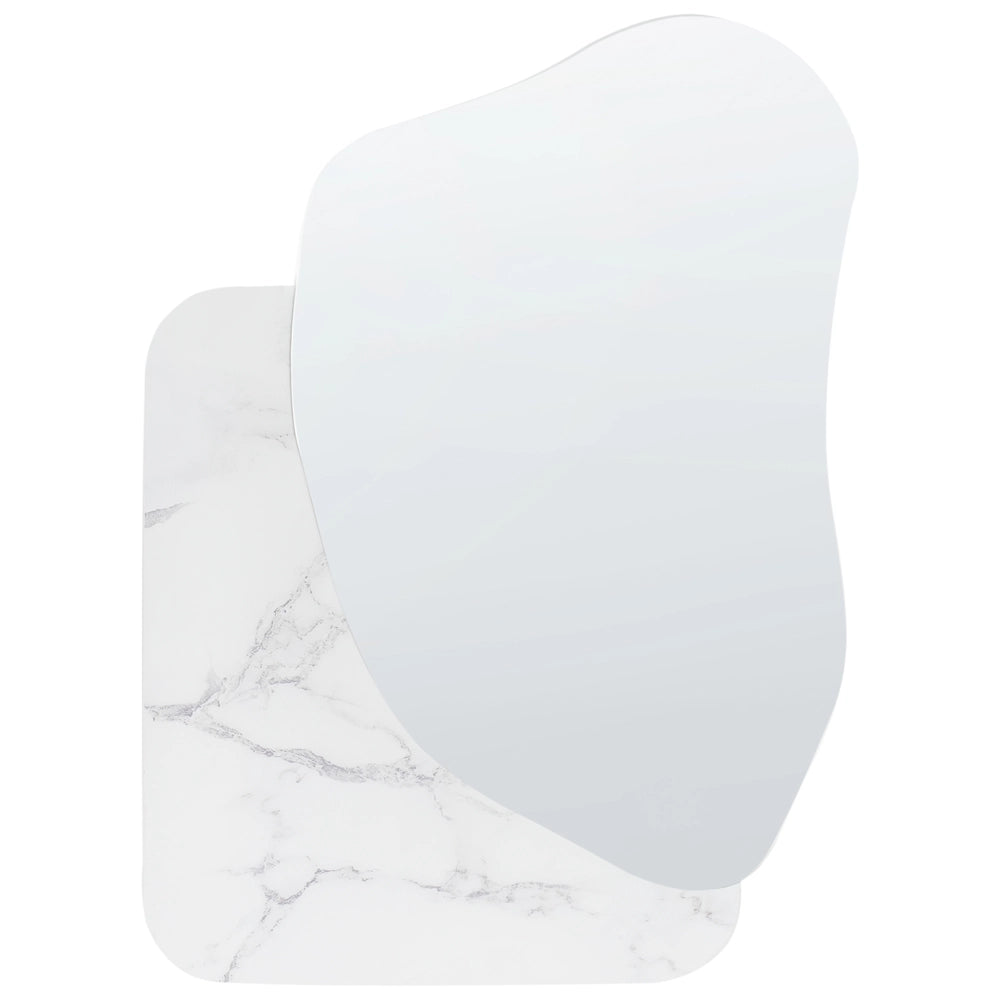 Specchio da parete in marmo bianco MDF 80 x 60 cm Decorativo da appendere in stile moderno asimmetrico Accessori per la casa