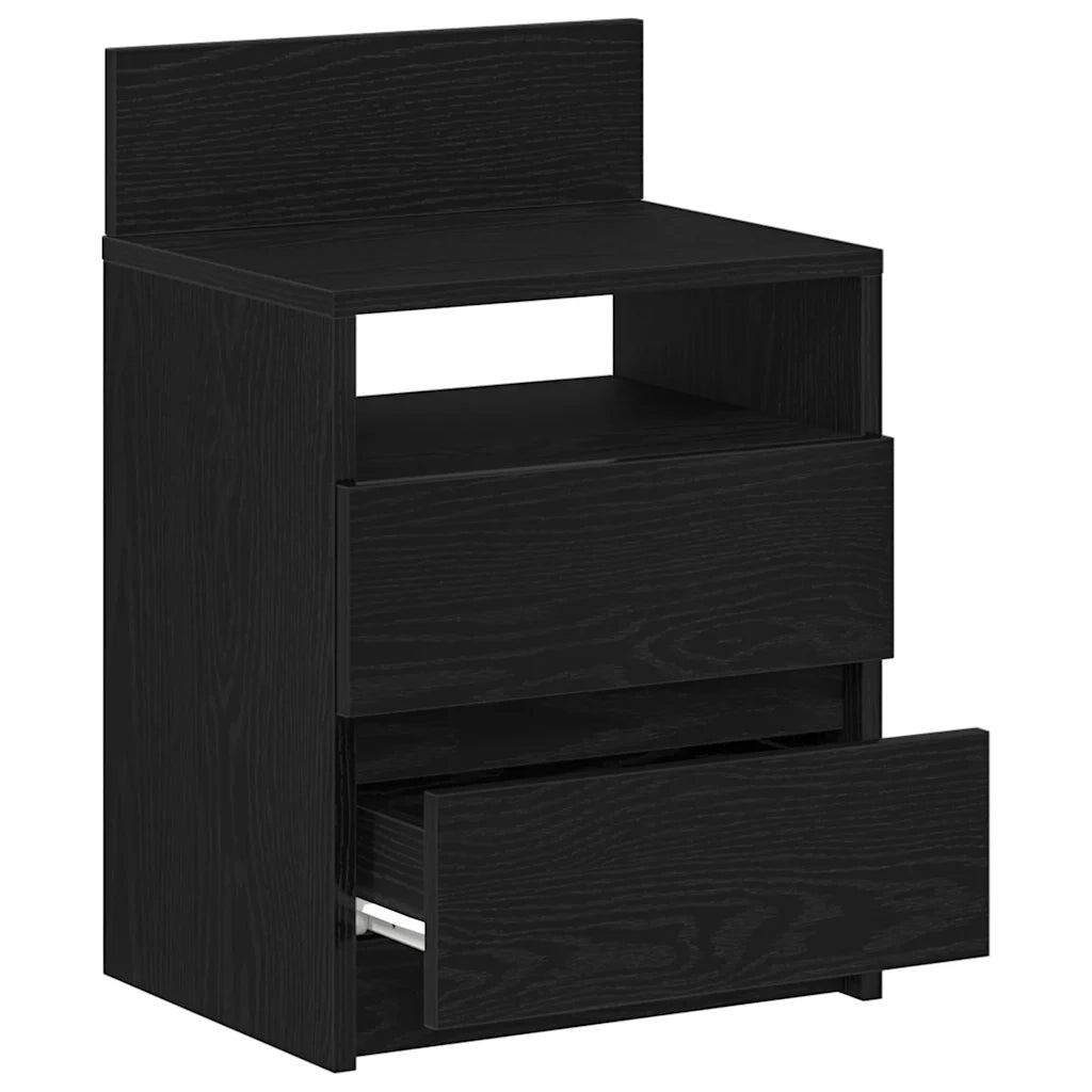 Comodini 2 pz con 2 Cassetti Neri 40x33x60 cm 858563