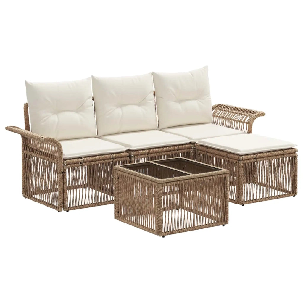 Set Divano da Giardino 5 pcs Beige polyrattan 3434814