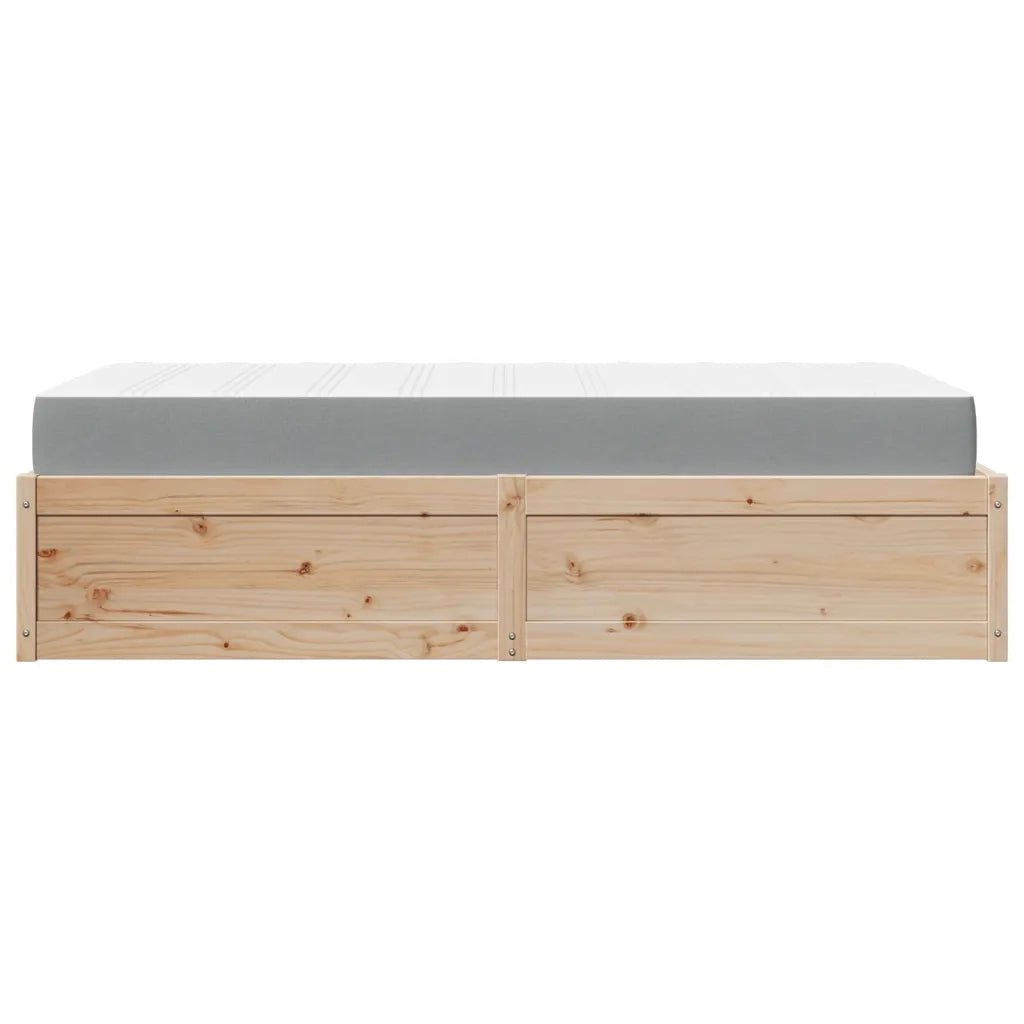 Letto con Materasso 90x190 cm in Legno Massello di Pino