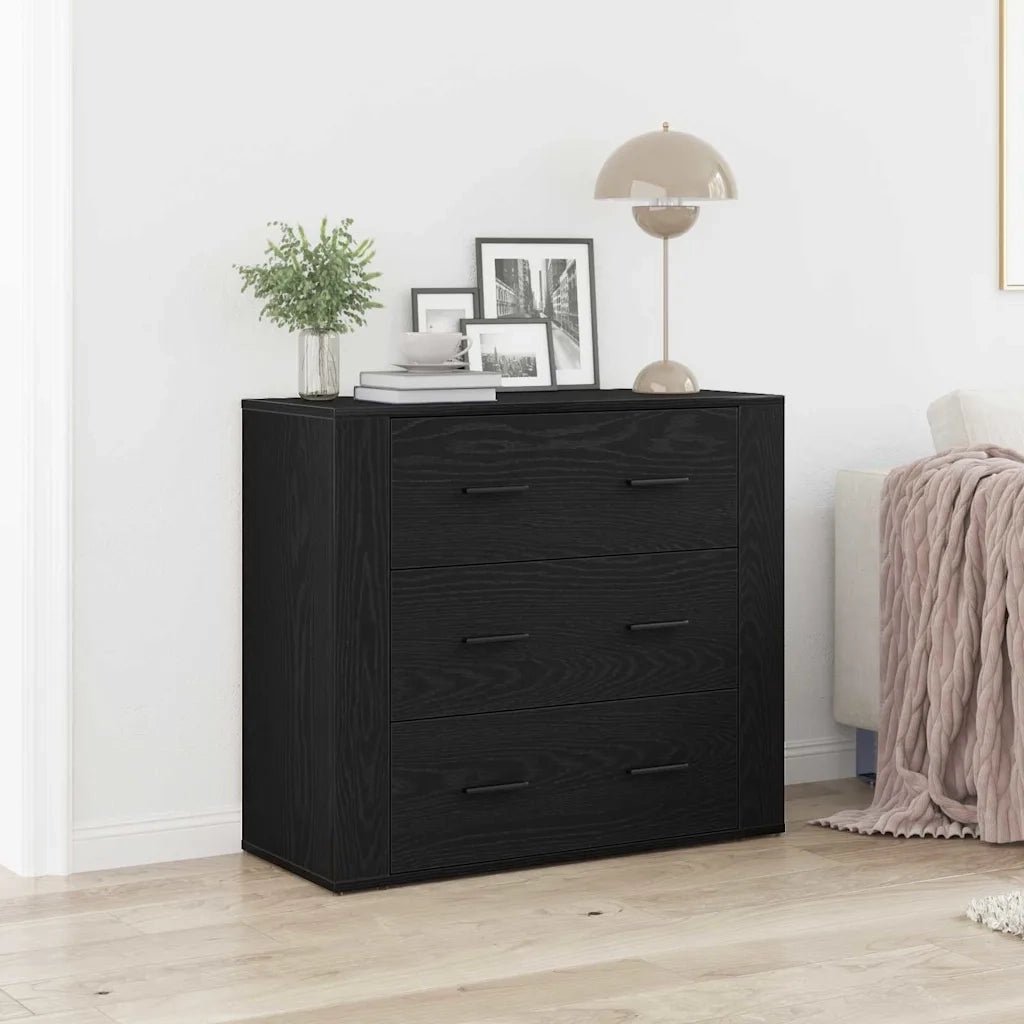Credenza Rovere Nero 80 x 33 x 70 cm Legno multistrato 862802