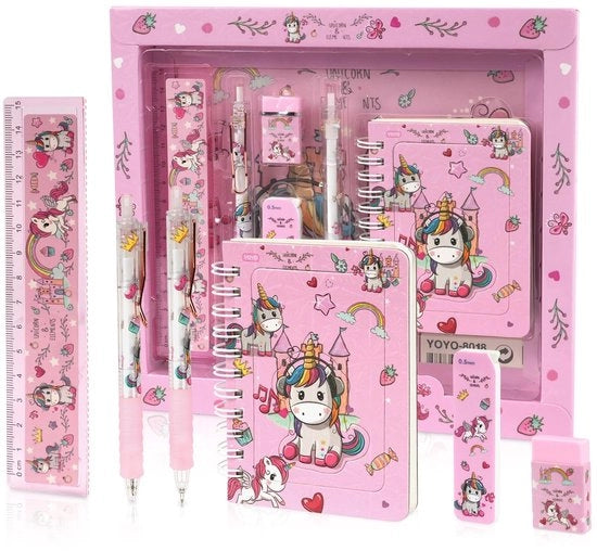 Set di scrittura per bambini - Incluso quaderno/nota/matita/penne e righello - Bella scatola regalo - Ideale per ragazzi/ragazze - Regalo di compleanno/Natale - Carta da lettere