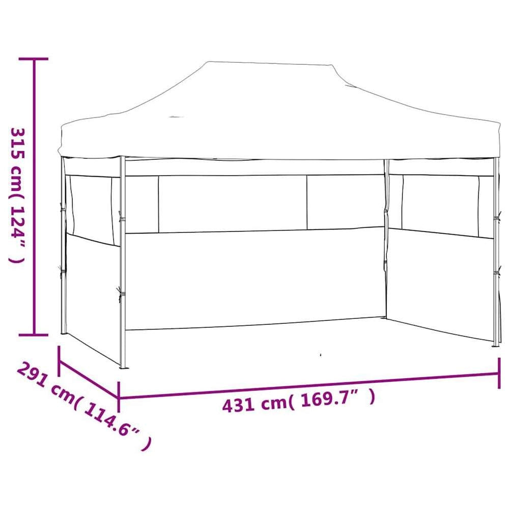 Foldable Party Tent With 3 Side Panels, 291x413x315 Cm, White