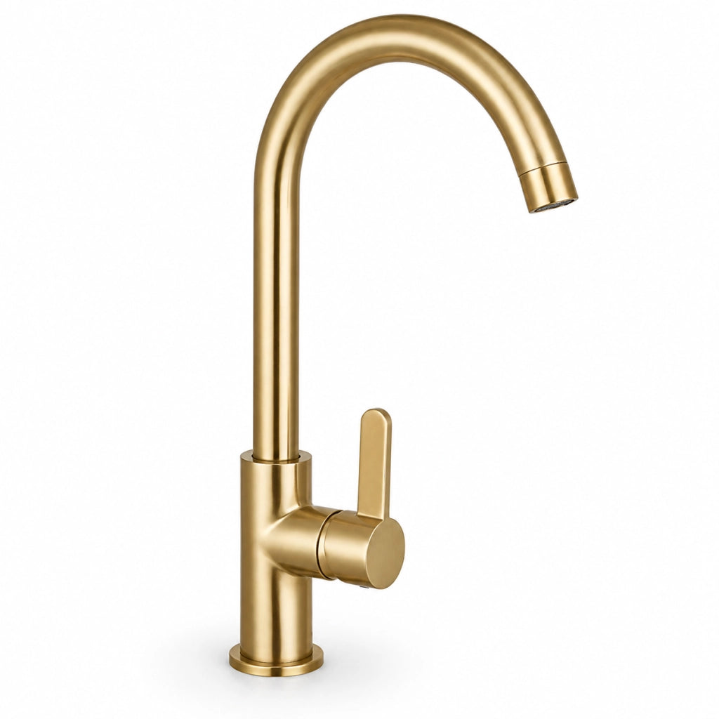 Rubinetto Cucina Oro Satinato Canna Alta Girevole Miscelatore Lavello 94025