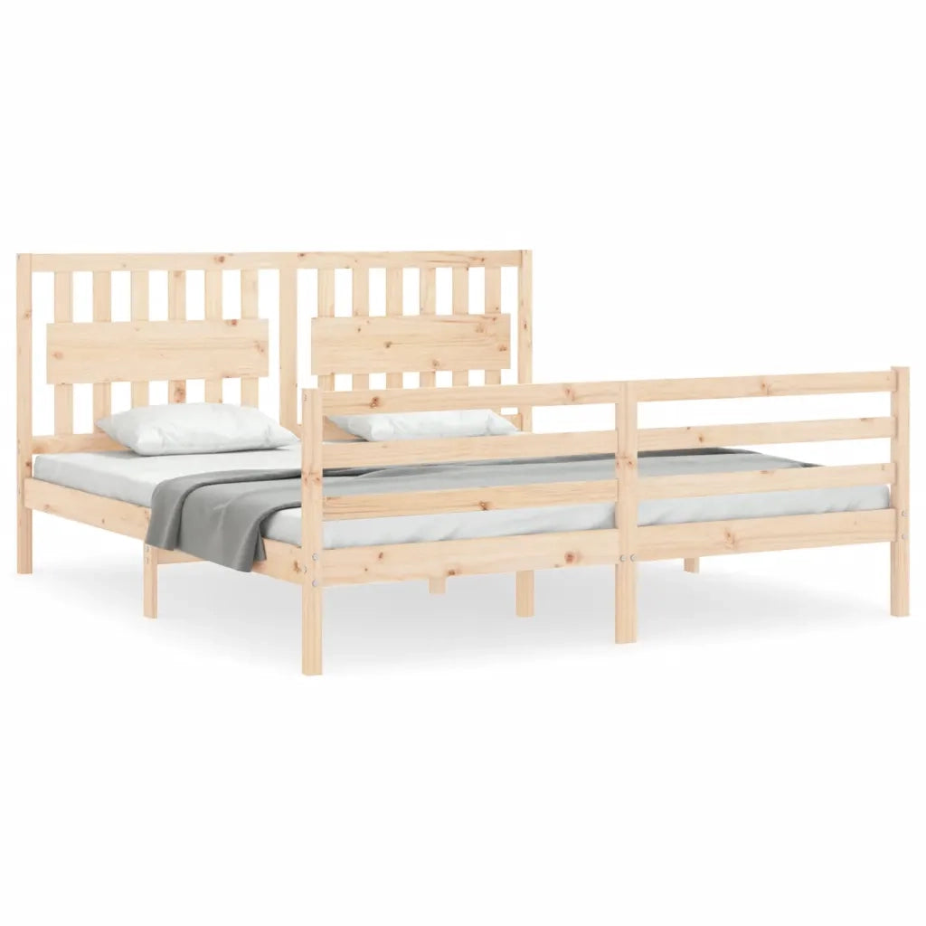 Giroletto con Testiera Super King Size-Struttura Letto in Legno Massello 400678